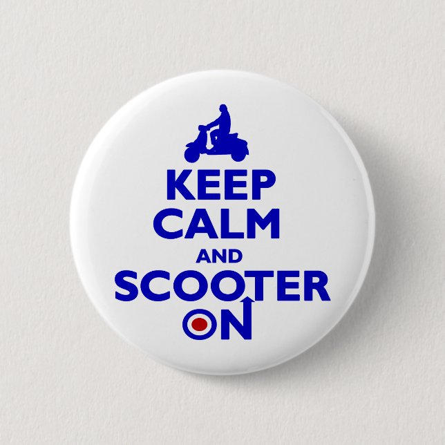 SCOOTERONBLUE 6 CM ROUND BADGE (Front)