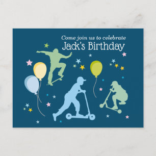 Scooters, Bikes, Skateboards, ride on over Invitation Postcard