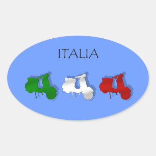 Scooters of Italy Italian Scooter Italia Logo flag Oval Sticker
