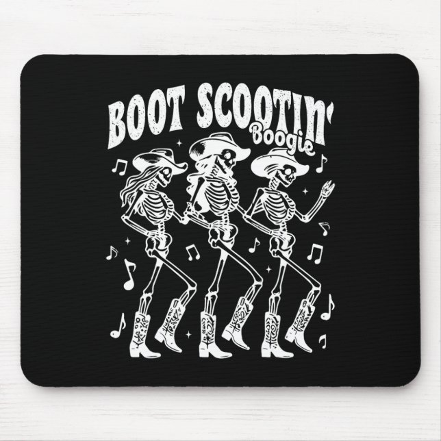 Scootin' Boogie Retro Western Skeleton Dancing Cow Mouse Pad (Front)