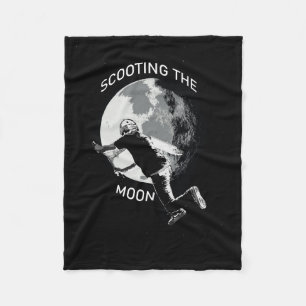 Scooting the Moon - Stunt Scooter Fleece Blanket