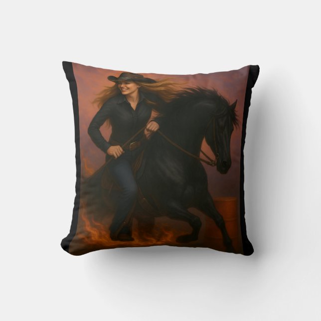 Scorching Fast Barrel Racing Team Throw Pillow (Front)