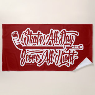 Score All Night (hockey) Beach Towel