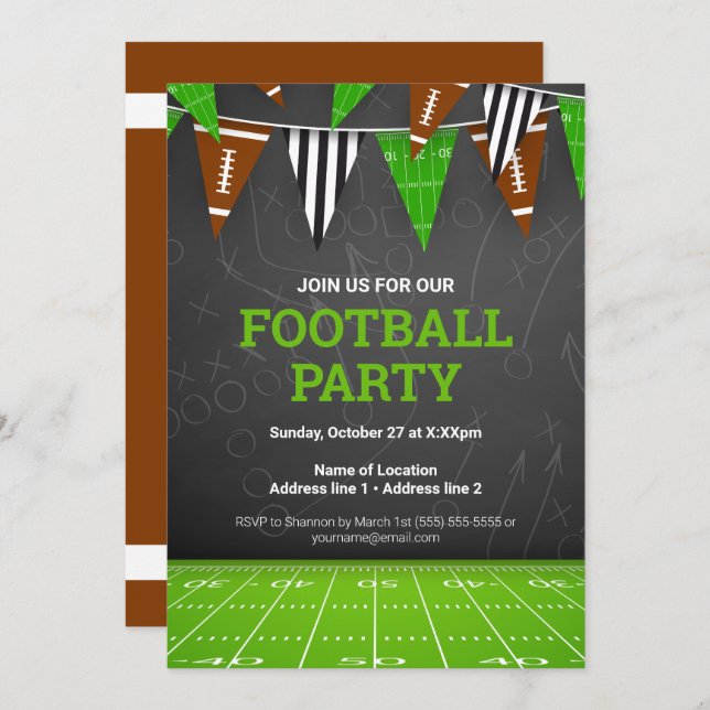 Score Big with Our Football Party Invitations! Invitation (Front/Back)