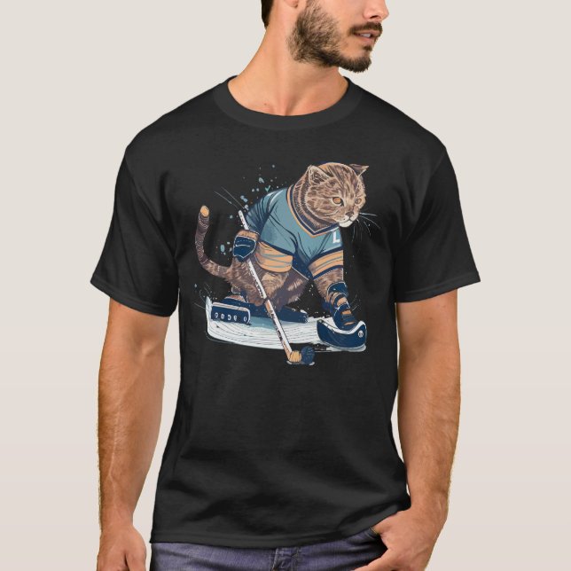Score Big with the "Cats on Ice" Hockey T-Shirt (Front)
