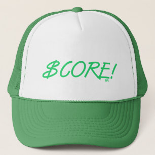 Score dollar sign green and white trucker hat