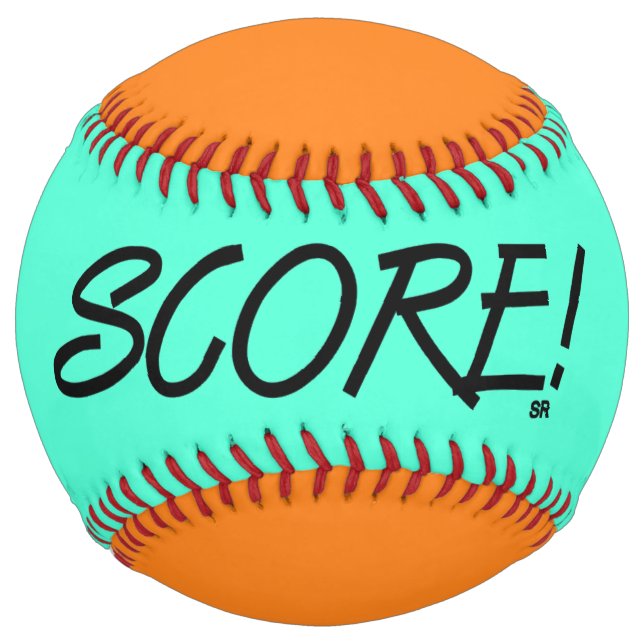 Score teal and orange softball (Front)