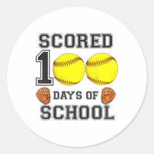 Scored 100 Days Of School Softbyll Happy 100th Day Classic Round Sticker