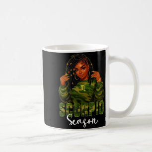 Scoro Season Loc'd Black Woman Camo Zodiac Sign Coffee Mug