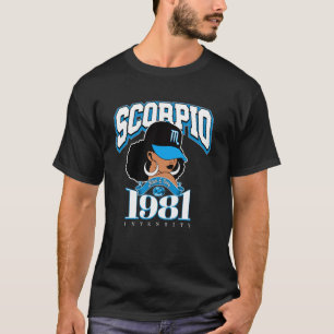 Scorpio 1981 Zodiac Queens Afro Astrology Birthday T-Shirt
