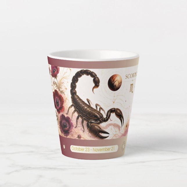 Scorpio Anemone Art Nouveau Small Latte Mug (Front)