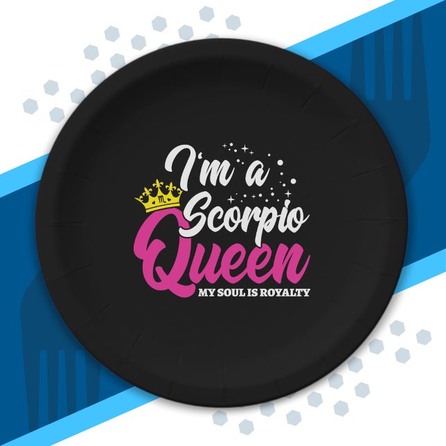 Scorpio Birthday Queen October November Zodiac Paper Plate (Creator Uploaded)