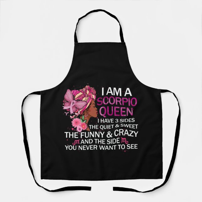 Scorpio Black Queen have 3 Sides April Girl Women Apron (Front)
