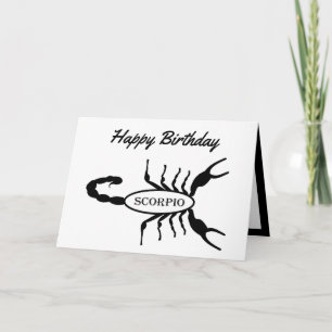 Scorpio Black Scorpion Star Sign Custom Birthday Card