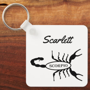 Scorpio Black Scorpion Star Sign Custom Birthday Key Ring