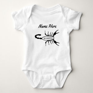 Scorpio Black Scorpion Star Sign Custom Name Baby Bodysuit