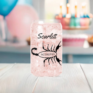Scorpio Black Scorpion Star Sign Custom Name Can Glass