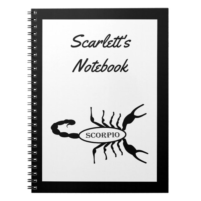 Scorpio Black Scorpion Star Sign Custom Notebook (Front)