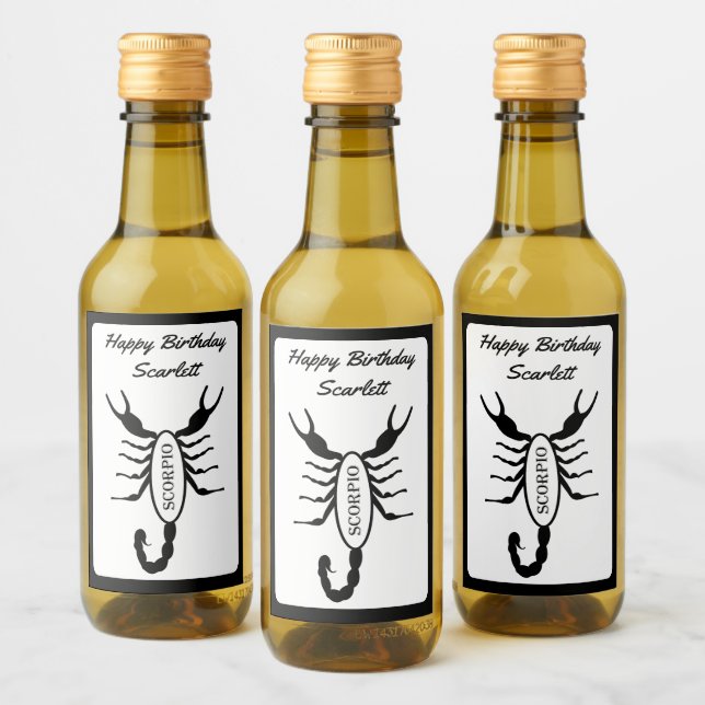 Scorpio Black Scorpion Star Sign Custom Wine Label (Bottles)