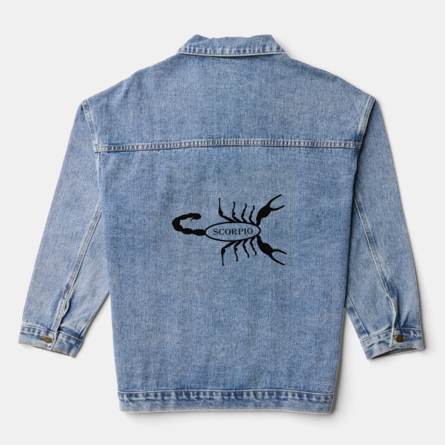 Scorpio Black Scorpion Star Sign Denim Jacket (Back)
