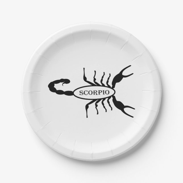 Scorpio Black Scorpion Star Sign Paper Plate (Front)