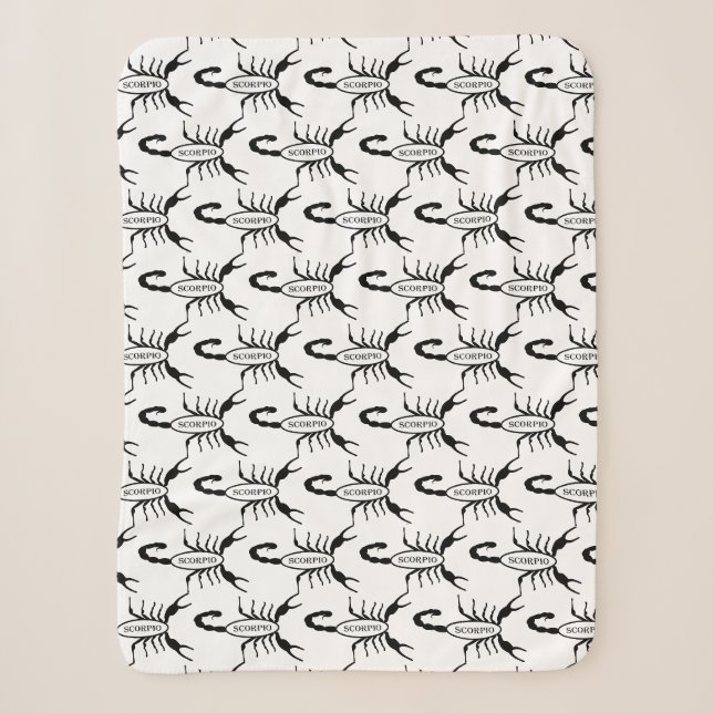 Scorpio Black Scorpion Star Sign Patterned Sherpa Blanket (Front)