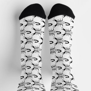 Scorpio Black Scorpion Star Sign Patterned Socks