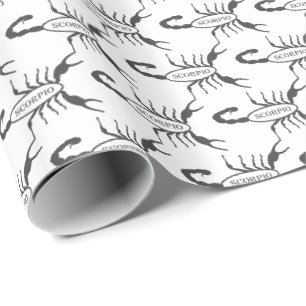 Scorpio Black Scorpion Star Sign Patterned Wrapping Paper