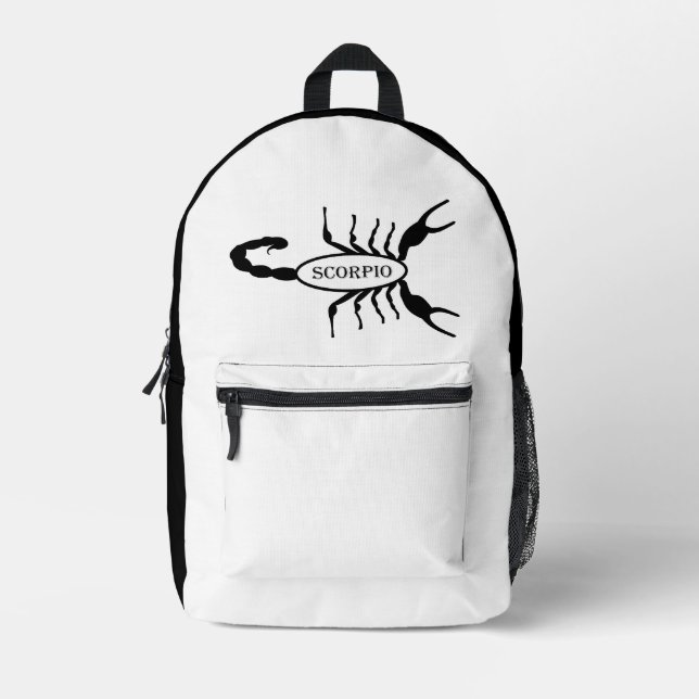 Scorpio Black Scorpion Star Sign Printed Backpack (Front)