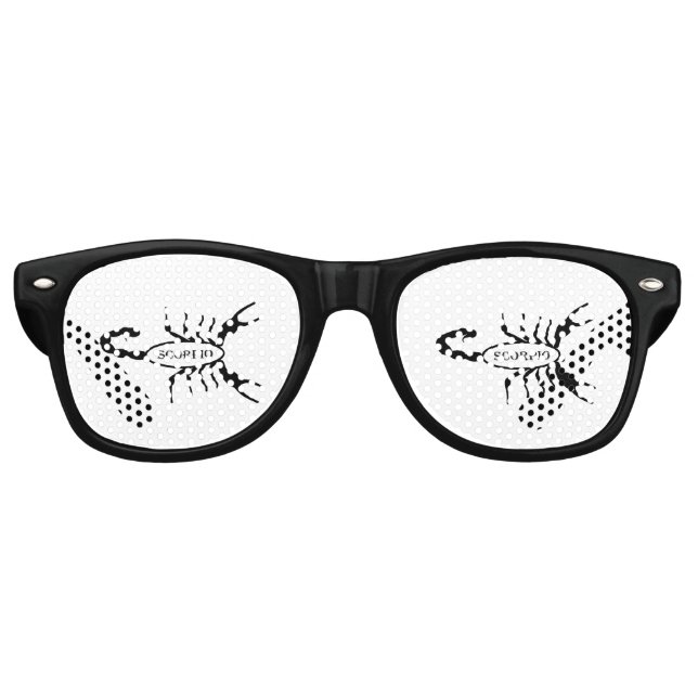 Scorpio Black Scorpion Star Sign Retro Sunglasses (Front)