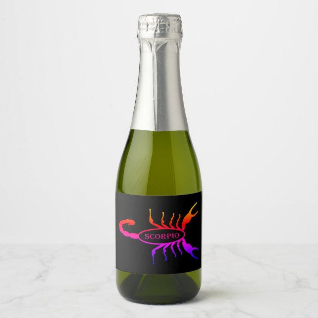 Scorpio Black Scorpion Star Sign Sparkling Wine Label (Front)