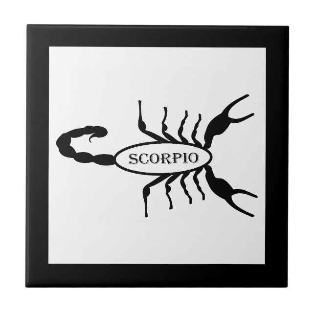 Scorpio Black Scorpion Star Sign Tile (Front)
