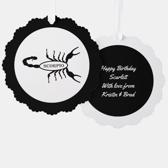 Scorpio Black Scorpion Star Sign Tree Decoration Card (Front/Back)