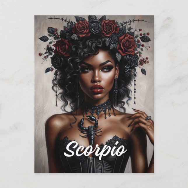 Scorpio Black Woman Scorpion Goth Art Postcard (Front)