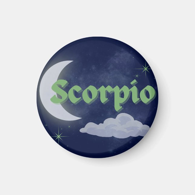 Scorpio Celestial Aesthetic Moon Cloud Stars Art Magnet (Front)