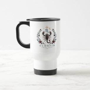 Scorpio Celestial Scorpion Floral Zodiac Travel Mug