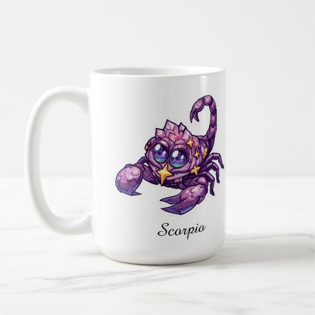 Scorpio Celestial Zodiac Mug - Pink Scorpion Art (Left)
