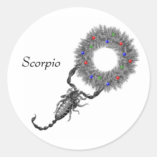 Scorpio Christmas Classic Round Sticker (Front)