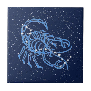 Scorpio Constellation and Sun Sign with Stars Tile