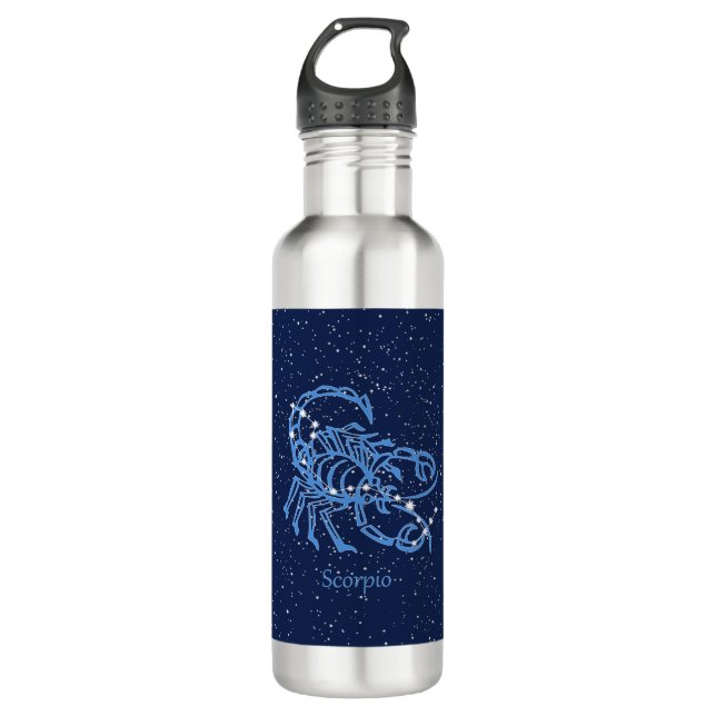 Scorpio Constellation and Zodiac Sign with Stars 710 Ml Water Bottle (Front)