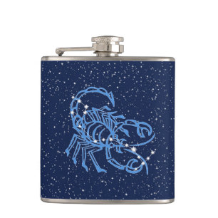 Scorpio Constellation and Zodiac Sign with Stars Hip Flask