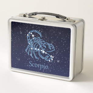 Scorpio Constellation and Zodiac Sign with Stars Metal Lunch Box