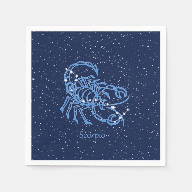 Scorpio Constellation and Zodiac Sign with Stars Napkin (Front)