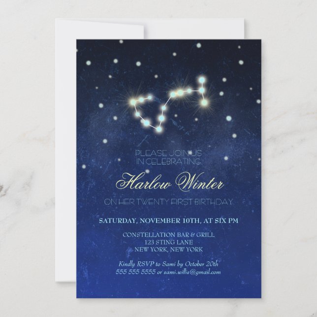 Scorpio Constellation Birthday Party Invitation (Front)