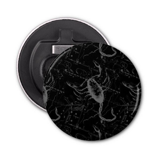 Scorpio Constellation Hevelius 1690 on Black Bottle Opener (Front)