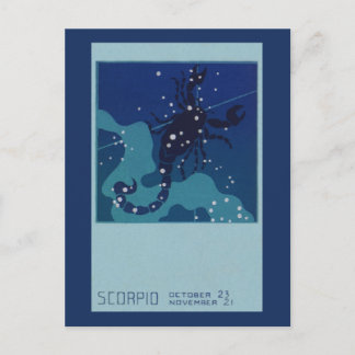 Scorpio Constellation, Vintage Zodiac Astrology Postcard