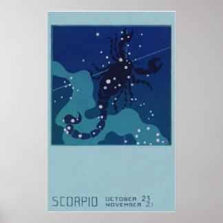 Scorpio Constellation, Vintage Zodiac Astrology Poster