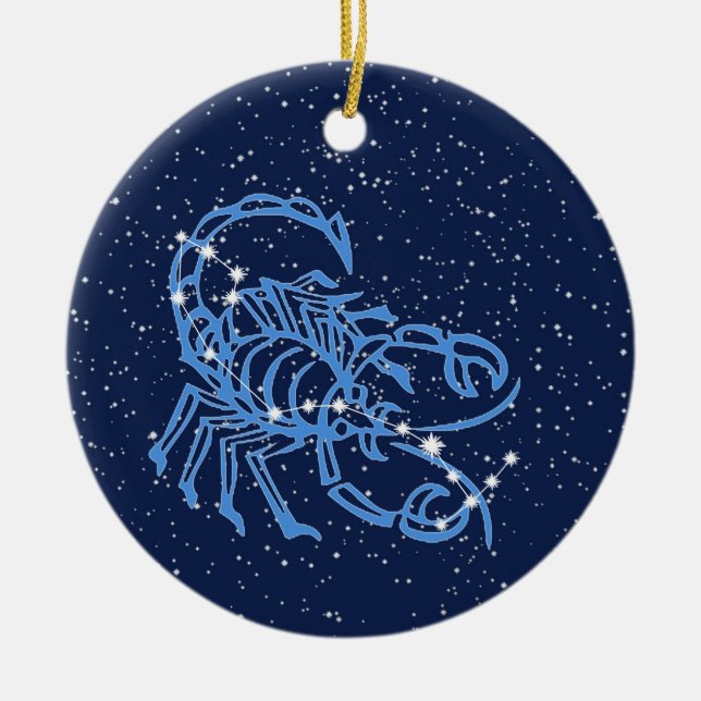 Scorpio Constellation & Zodiac Sign with Stars Ceramic Tree Decoration (Front)