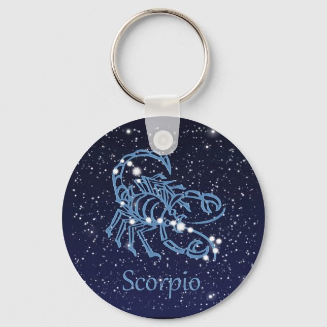 Scorpio Constellation & Zodiac Sign with Stars Key Ring (Front)