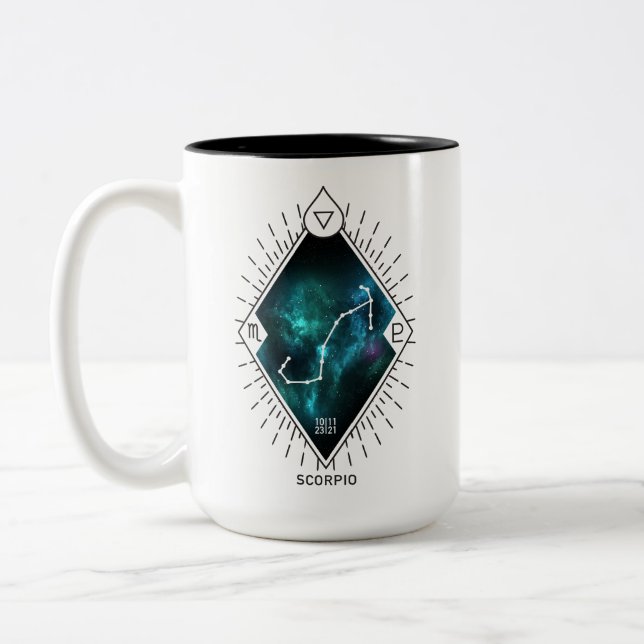 Scorpio Constellation & Zodiac Symbol Two-Tone Coffee Mug (Left)